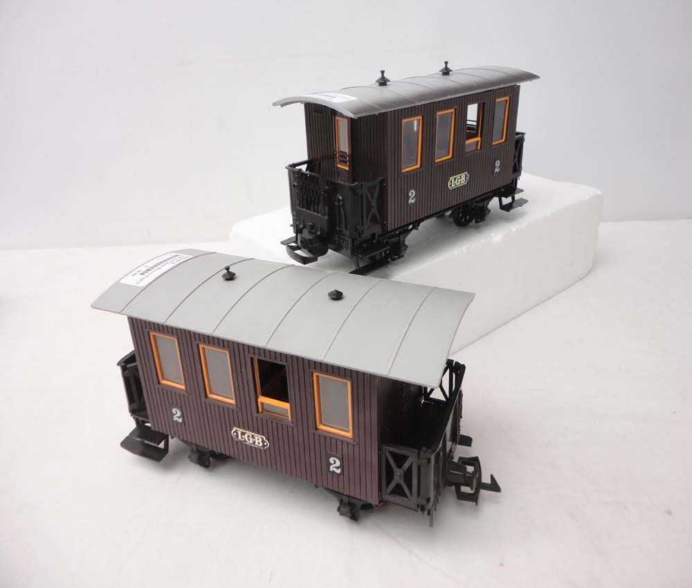 ABT: LGB G Scale: 2 #3000-400 Passenger Cars: Paul V. Ambrose and Drew J. Bauer present: These are two #3000-400 Passenger Cars that LGB made for G Scale a few years ago. Our Opinion is that they are generally in Like New Condition. No Boxes. All