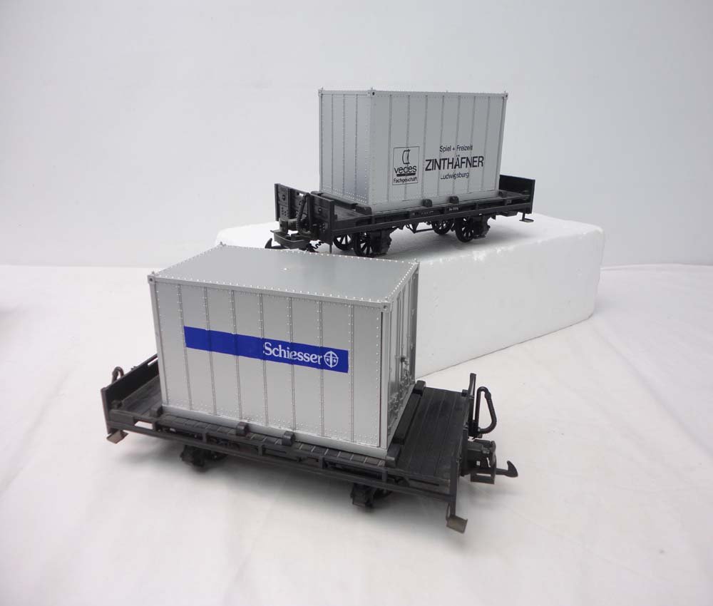 ABT: LGB G Scale: 2 #4008I Flats Cars with Trailers: Paul V. Ambrose and Drew J. Bauer present: These are two #4008I Flat Cars with Trailers that LGB made for G Scale a few years ago. Our Opinion is that they are generally in Like New Condition. No Boxe