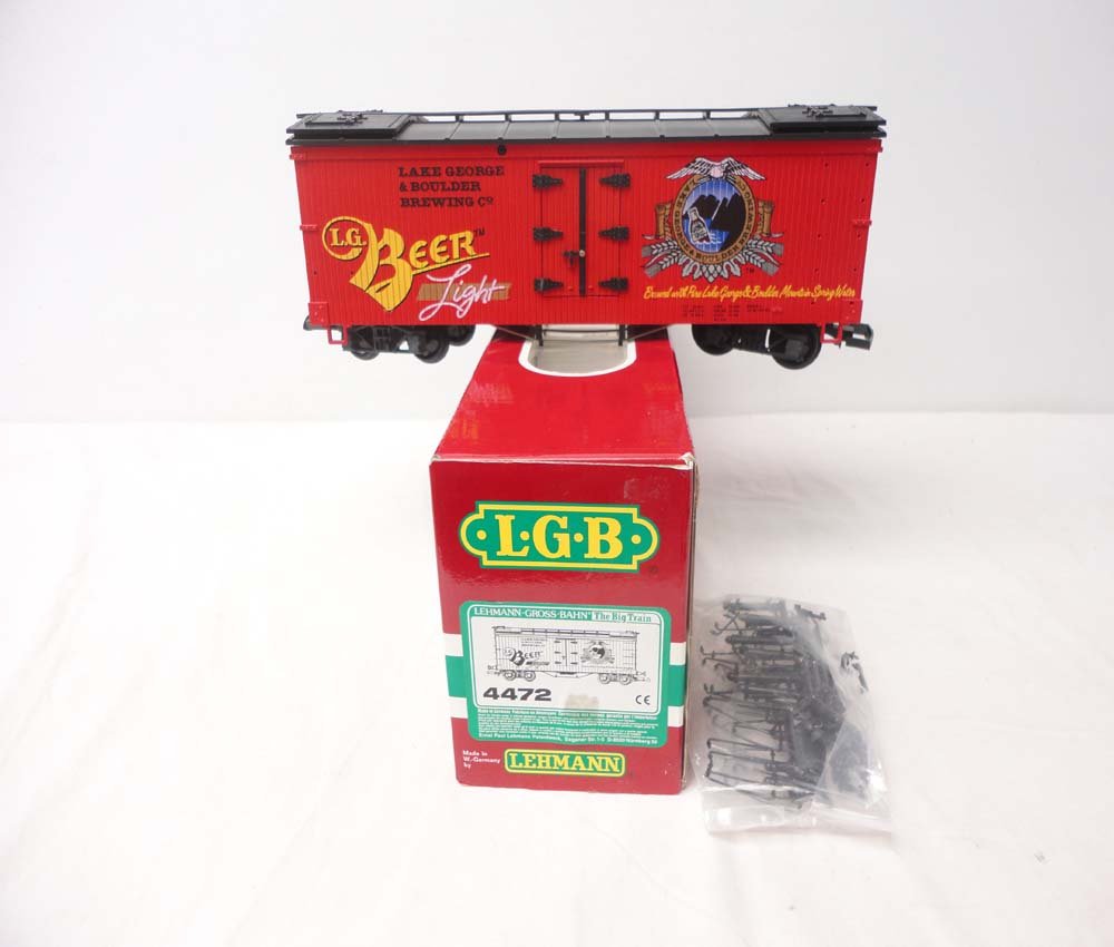 ABT: LGB G Scale: #442 Lake George Brewery Box Car: Paul V. Ambrose and Drew J. Bauer present: This is the #442 Lake George Brewery Box Car that LGB made for G Scale a few years ago. Our Opinion is that it is generally in Like New Condition. Original B