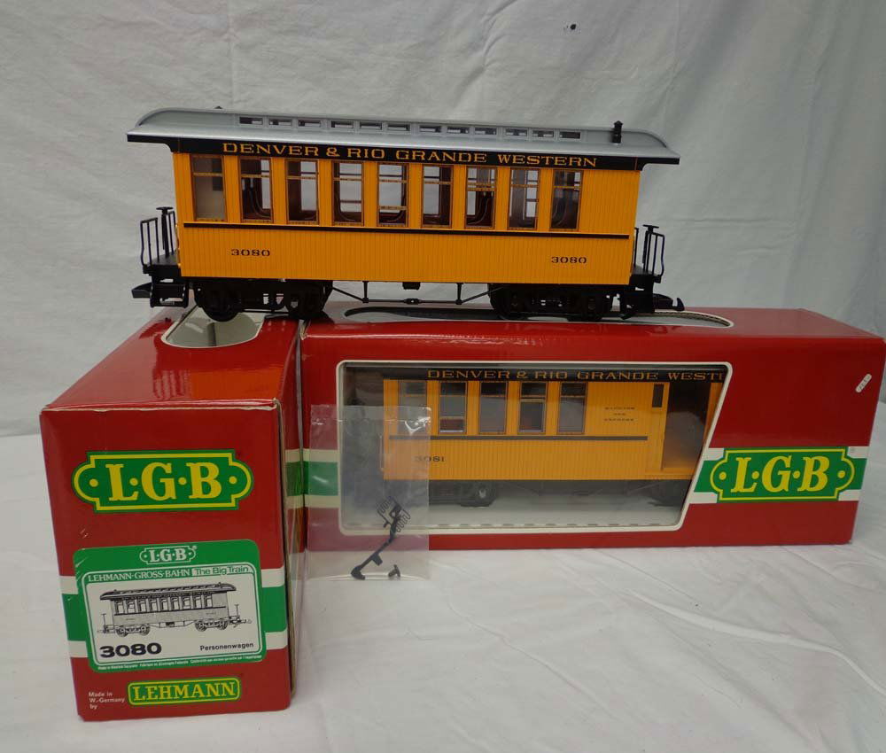 ABT: LGB G Scale: #3080 D&RGW Passenger Car & #308: Paul V. Ambrose and Drew J. Bauer present: These are the #3080 D&RGW Passenger Car and the #3081 D&RGW Combo Car that LGB made for G Scale a few years ago. Our Opinion is that they are generally in Li