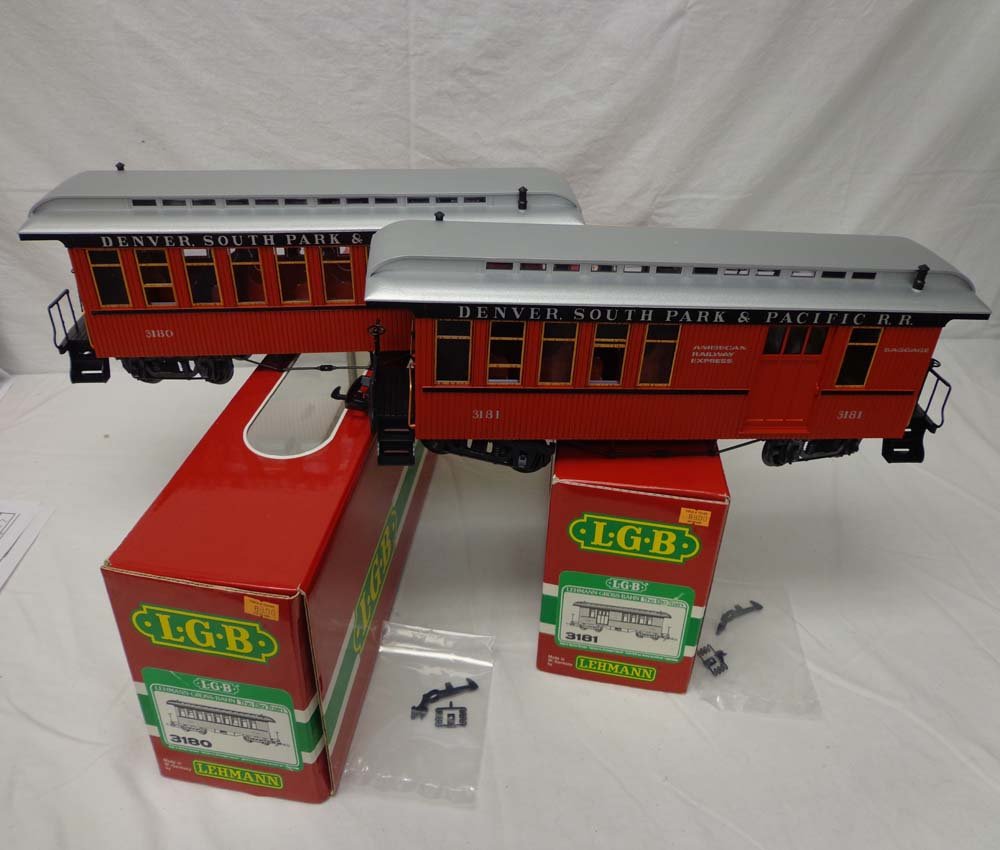 ABT: LGB G Scale: #3180/3181 Denver, South Park &: Paul V. Ambrose and Drew J. Bauer present: These are the #3180/3181 Denver, South Park & Pacific RR Passenger Cars that LGB made for G Scale a few years ago. Our Opinion is that they are generally in