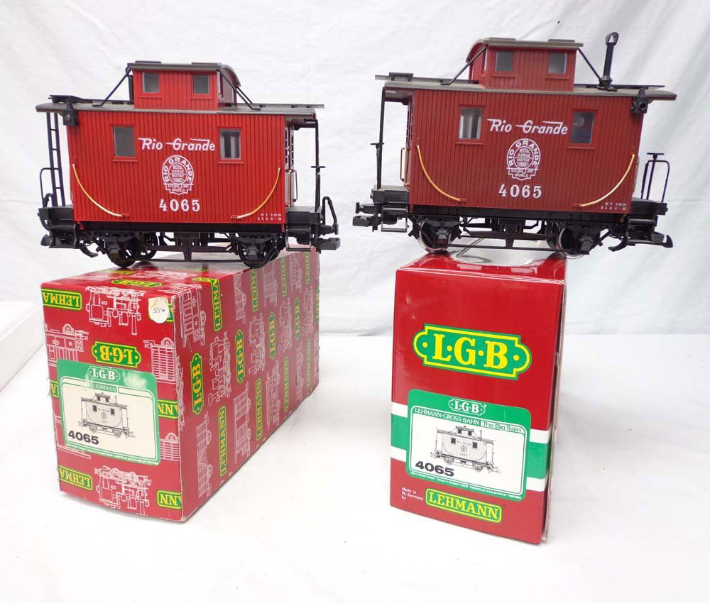 ABT: LGB G Scale: 2 #4065 Rio Grande Cabooses/OBs: Paul V. Ambrose and Drew J. Bauer present: These are two #4065 Rio Grande Cabooses that LGB made in G Scale a few years ago. Our Opinion is that they are generally in Like New Condition. Original Boxe