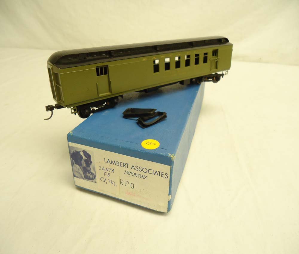 ABT: Brass Lambert Associates HO Scale: Santa Fe C: Paul V. Ambrose and Drew J. Bauer present: This is the Brass Santa Fe Valley Passenger Car that Lambert Associates made in HO Scale some time in the past. Box pictured probably not Original to item. P