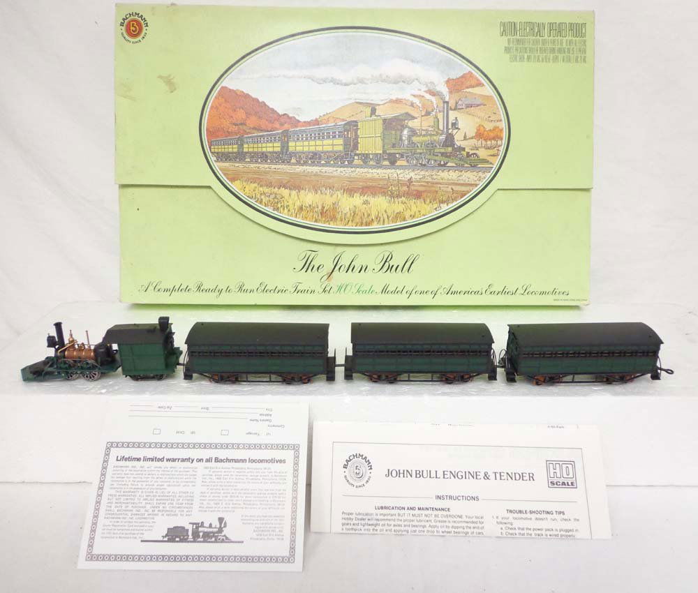 ABT: Bachmann HO Scale: #40-140 The John Bull Trai: Paul V. Ambrose and Drew J. Bauer present: This is the #40-140 The John Bull Train Set that Bachmann made in HO Scale. Please review all pictures: what is shown is what you will receive. Original Box.