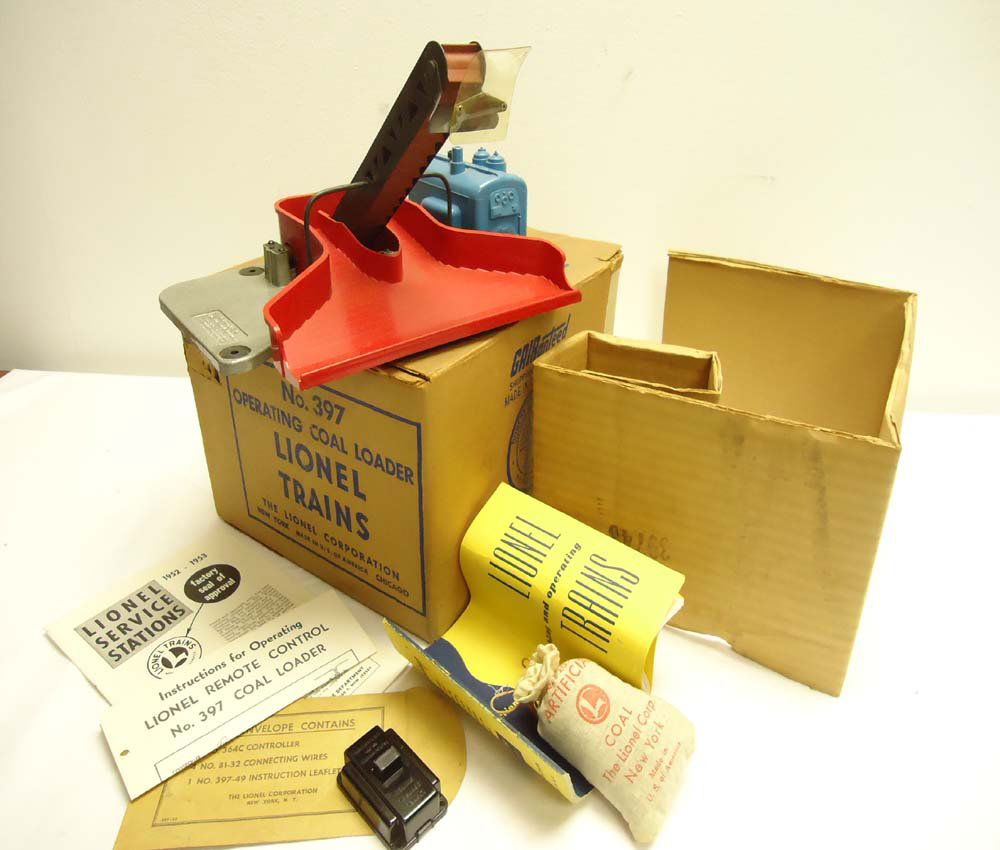 ABT: Mint Lionel #397 Operating Coal Loader/Great O: Paul V. Ambrose and Drew J. Bauer present: This is the #397 Operating Coal Loader Accessory that Lionel made circa 1952. Our Opinion is that it is generally in Mint Condition with unbroken shield-asse