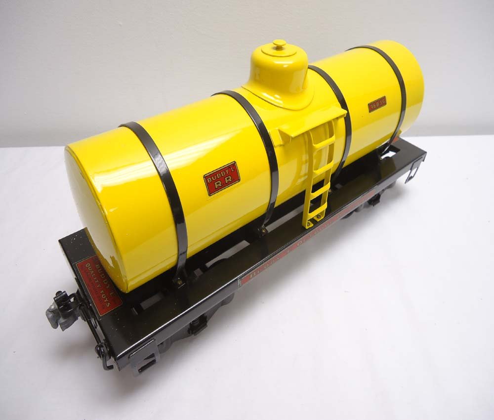 ABT: Buddy L Reproduction Outdoor Railroad #96834 Ta: Paul V. Ambrose and Drew J. Bauer present: This is a recent reproduction by T-Reproductions of the #96834 Oil/Tank Car that Buddy L originally made as an Outdoor Railroad item in the 1920s. Examine th