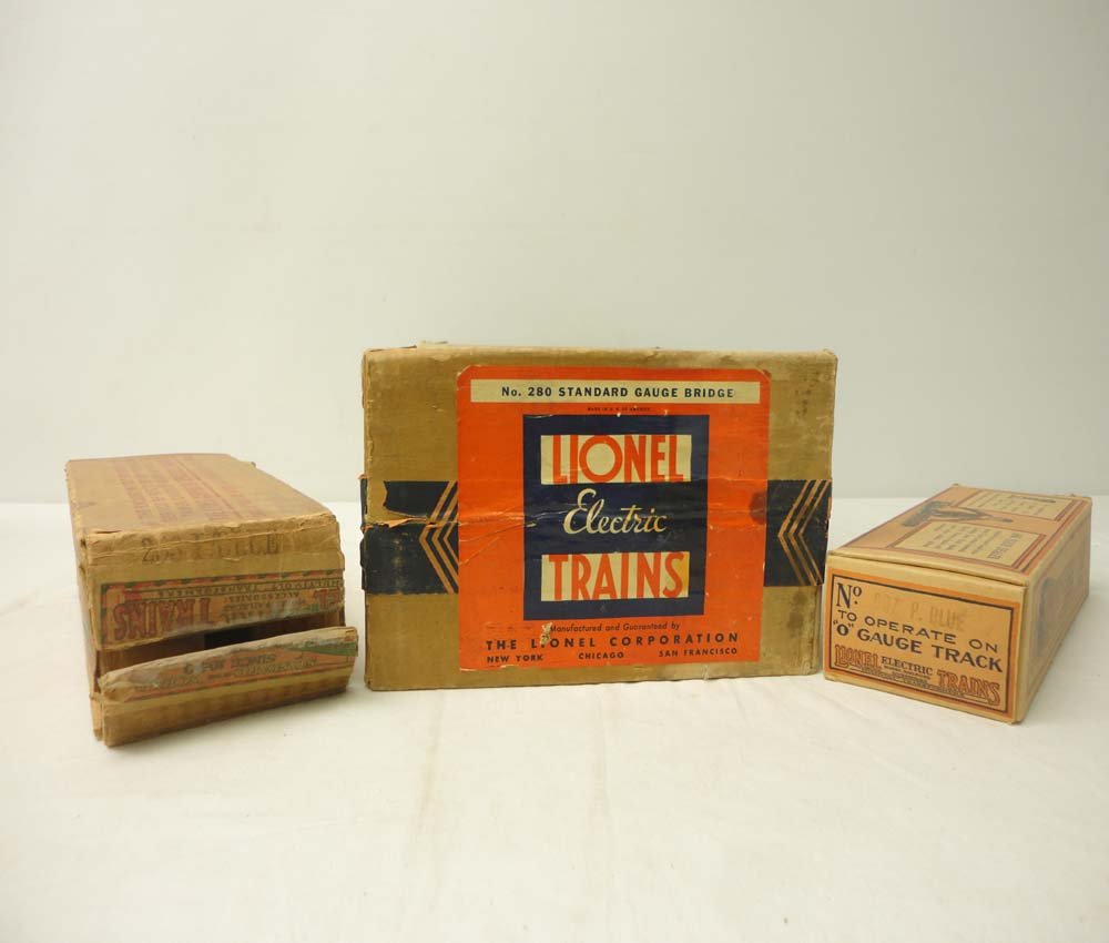 ABT: Lionel Original Boxes #253 Electric, #280 Bri: Paul V. Ambrose and Drew J. Bauer present: These are the Original Boxes for the #253 Peacock Electric, #280 Bridge, and #607 Peacock Pullman that Lionel made Pre War. PLEASE REMEMBER THAT YOU ARE ONLY