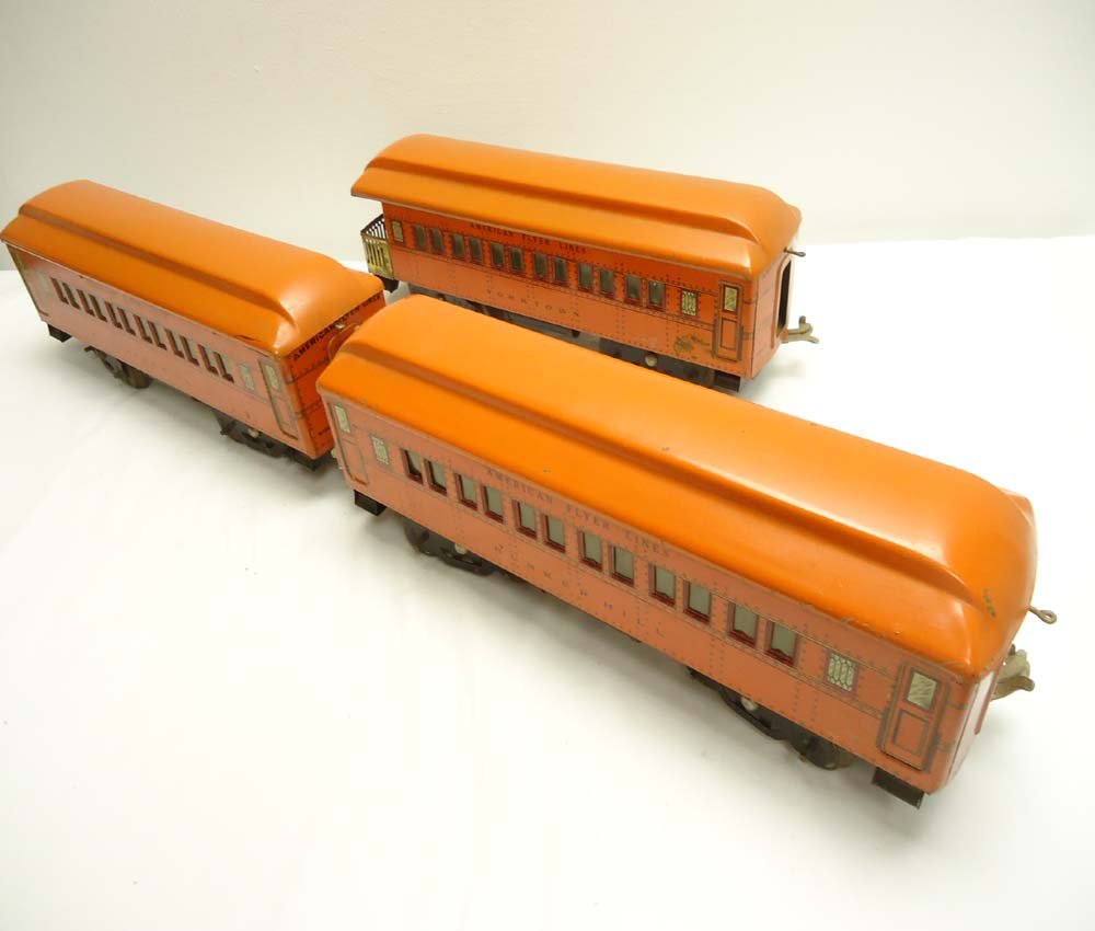 ABT: 3 AF Wide Gauge Commander Passenger Cars: Paul V. Ambrose and Drew J. Bauer present: These are two Bunker Hill Passenger Cars and the Yorktown Observation Car from the 'Commander' Set that American Flyer made in Wide Gauge in the late 1920s.