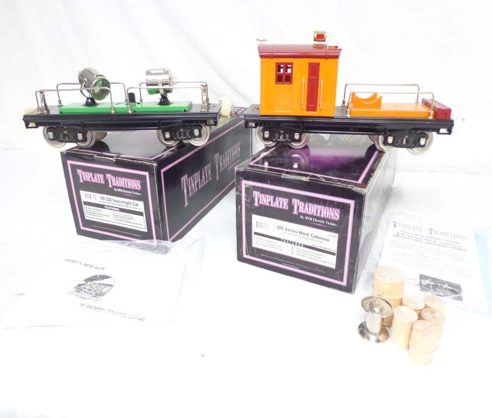 ABT: Mint MTH Standard Gauge: #10-2003 Work Caboos: Paul V. Ambrose and Drew J. Bauer present: These are the #10-2003 Work Caboose and the #10-1076 Searchlight Car that MTH made in Standard Gauge a few years ago. Our Opinion is that they are generally