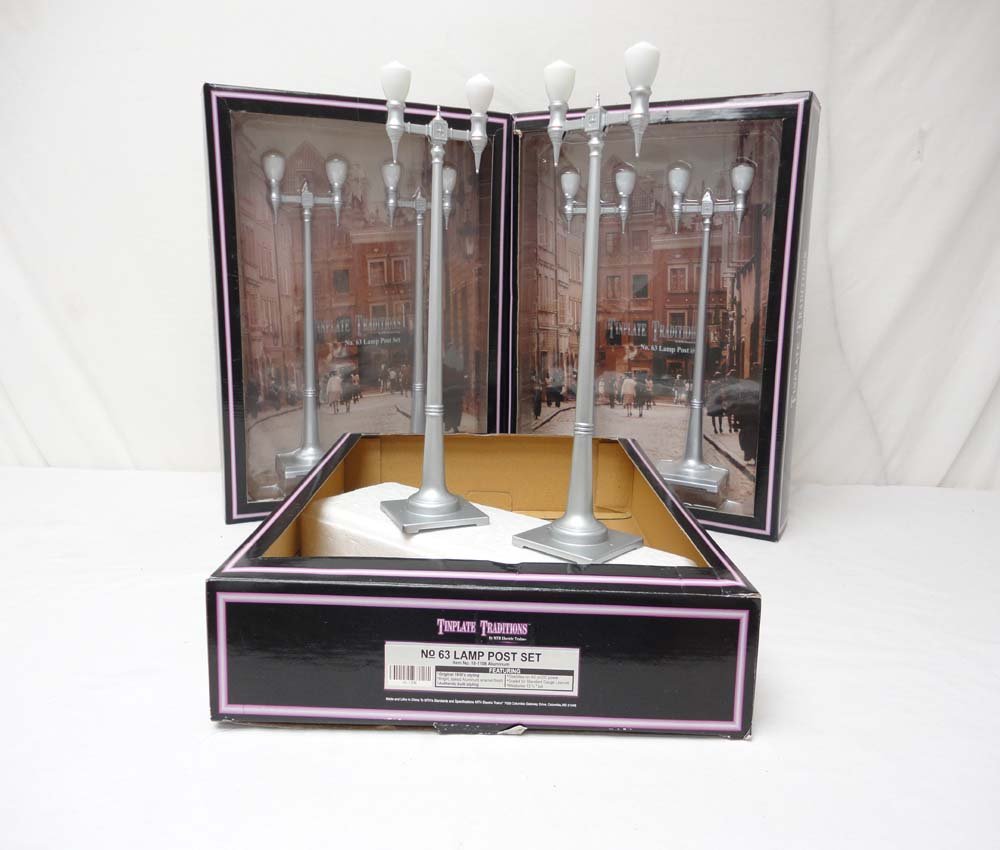 ABT: Mint MTH Standard Gauge: 3 #10-1108 No. 63 La: Paul V. Ambrose and Drew J. Bauer present: These are three #10-1108 No. 63 Lampost Sets that MTH made in Standard Gauge a few years ago. Our Opinion is that they are generally in Mint Condition. Origi