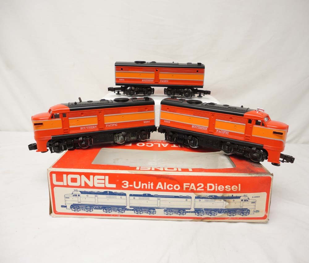 ABT: Lionel #8552 Southern Pacific Daylight Alco ABA: Paul V. Ambrose and Drew J. Bauer present: These are the #8552 Southern Pacific Daylight Alco ABA Diesels that Lionel made in the 1970s. Our Opinion is that they are generally in Like New Condition. O