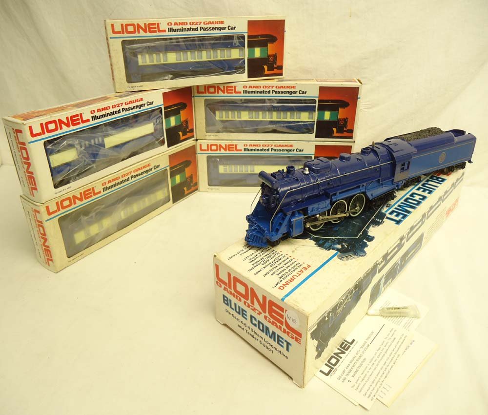 ABT: Lionel #8801 Blue Comet Steam Engine & Tender: Paul V. Ambrose and Drew J. Bauer present: This is the Blue Comet Engine and Tender with four Passenger Cars that Lionel made in the later 1970s. Included are the #8801 Diecast Blue Comet 4-6-4 Steam 