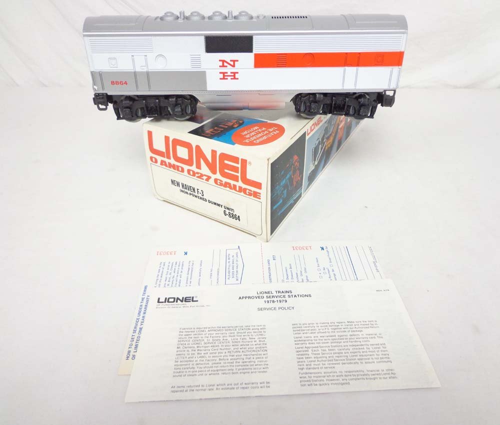 ABT: Mint Lionel #8864 New Haven F-3 B Unit Non-Po: Paul V. Ambrose and Drew J. Bauer present: This is the #8864 New Haven F-3 B Unit Non-Powered Diesel that Lionel made in the 1980s. Our Opinion is that it is generally in Mint Condition. Original Box.
