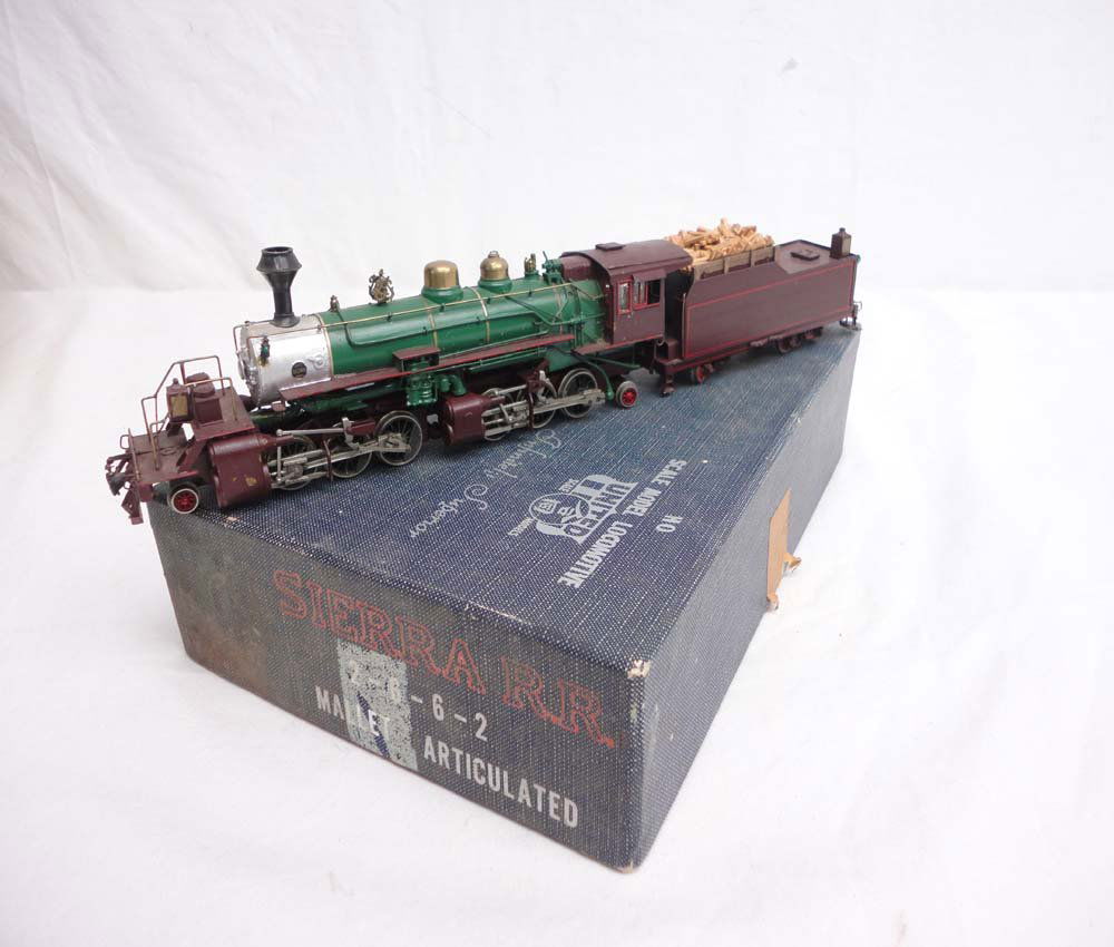 ABT: HO Brass United: Sierra RR 2-6-6-2 Mallet Ste: Paul V. Ambrose and Drew J. Bauer present: This is the Brass HO custom-painted Sierra R.R. 2-6-6-2 Mallet Articulated Steam Engine and Tender that United made in the 1960s. Includes OB as shown. Exami