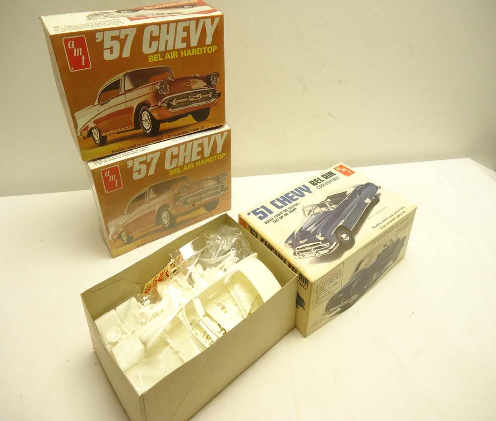 ABT: 3 AMT Vehicle Kits: Chevy Bel Air Cars/OBs: Paul V. Ambrose and Drew J. Bauer present: These are two 1957 Chevy Bel Air Hardtops and the 1951 Chevy Bel Air Convertible Kits that AMT made in the recent past. Please review all pictures: what is s