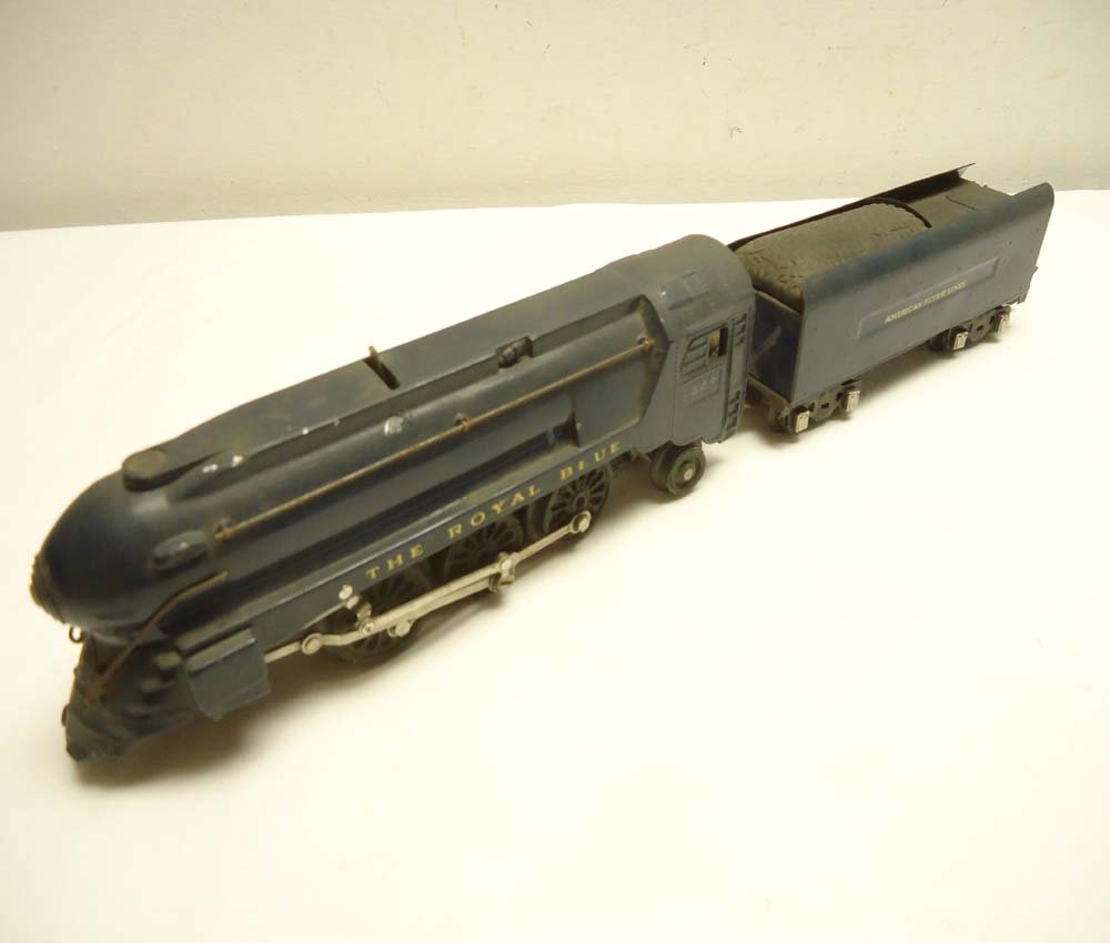 ABT: AF #556 Royal Blue Engine and Tender: Paul V. Ambrose and Drew J. Bauer present: These are #356 Royal Blue Engine and Tender that American Flyer made in O Gauge Pre War. Examine very closely; what is pictured is what you will receive. No 
