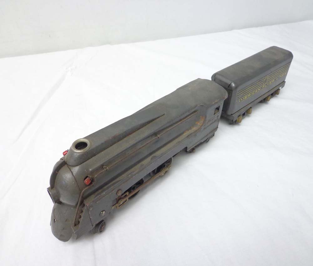 ABT: AF O Gauge #419 Streamlined Steam Engine and T: Paul V. Ambrose and Drew J. Bauer present: These are the #419 Streamlined Steam Engine and Tender Set that American Flyer made in O gauge in the late 1920s. Examine closely; what is pictured is what y