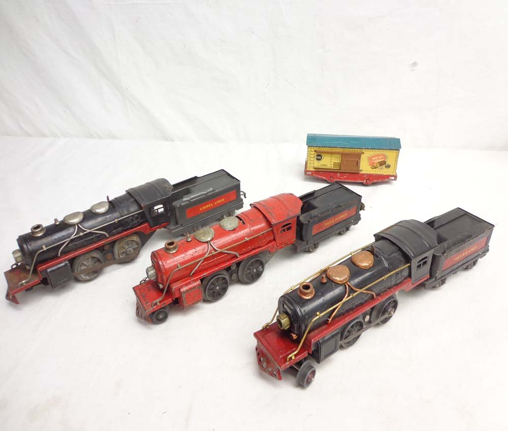 ABT: Lionel/Ives #1681E/1681/1661E Engines and Tend: Paul V. Ambrose and Drew J. Bauer present: These are the #1681E/1681/1661E Engines and Tenders and #1514 Box Car that Lionel/Ives made Pre War. Examine closely; what is pictured is what you will recei