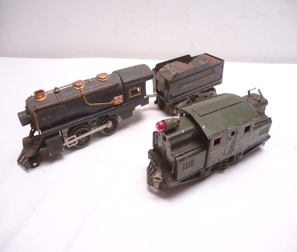 ABT: Ives #3251 Electric & AF 2-4-0 Steam Engine & Tend: Paul V. Ambrose and Drew J. Bauer present: These are the #3251 Electric that Ives made and 2-4-0 Steam Engine and Tender that AF made Pre War. No Boxes. Examine very closely; what is pictured is what