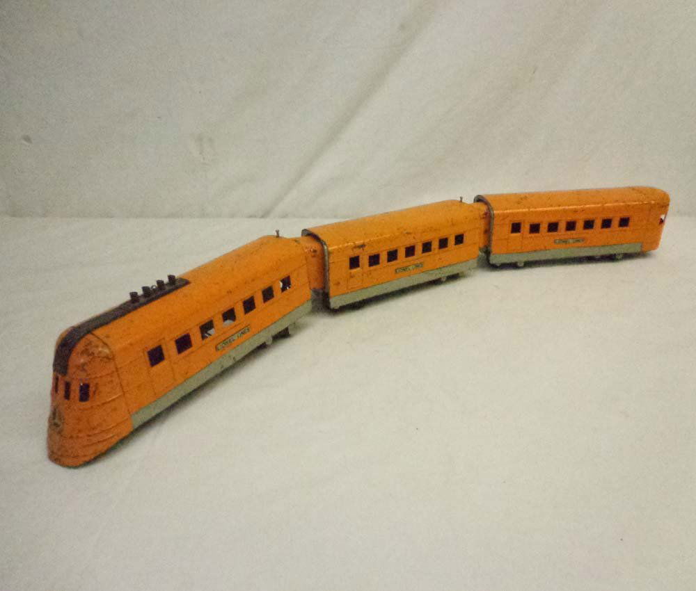 ABT: Rare Lionel #1700-series Orange Streamliner Set: Paul V. Ambrose and Drew J. Bauer present: These are the #1700-series Orange Streamliner Set that Lionel made for 027 gauge in the 1930s. Examine closely; what you see is what you will receive. No Box