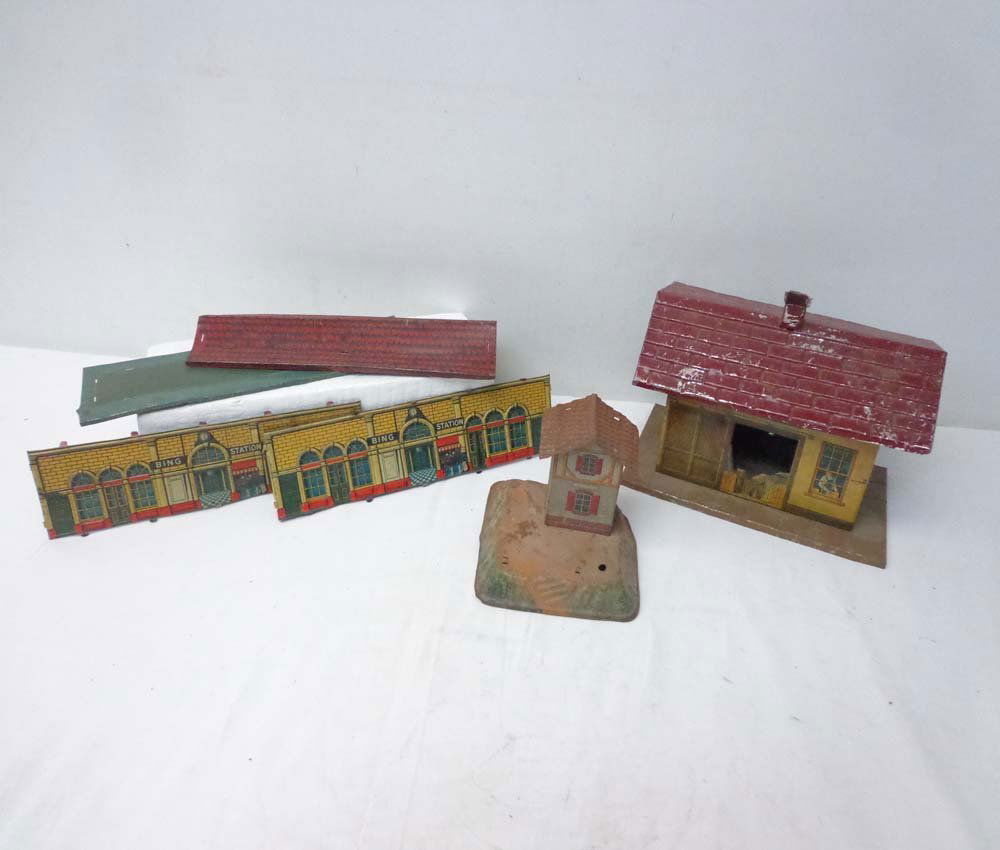 ABT: 3 Bing Assorted Buildings: Paul V. Ambrose and Drew J. Bauer present: These are an assortment of three structures that Bing made sometime in the distant past. Note the Freight Station is unassmbled but with intact joining-tabs.