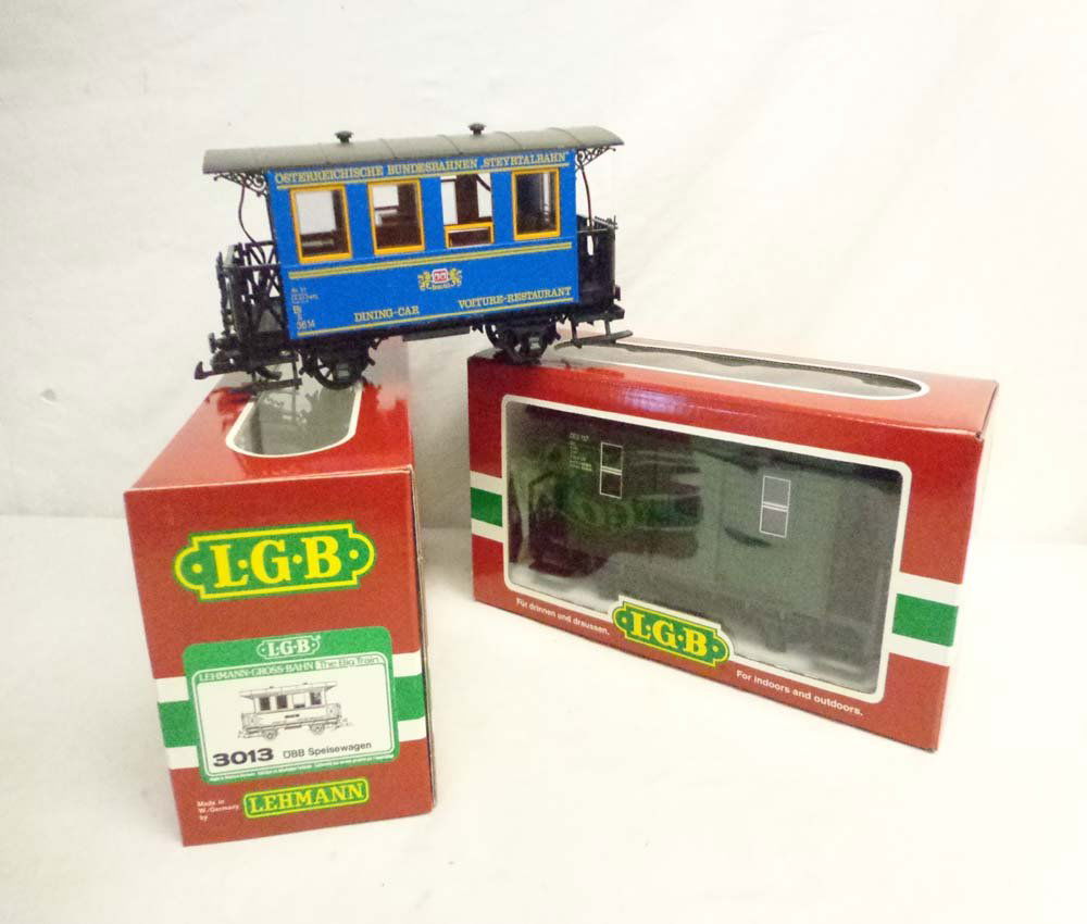 ABT: LGB G Scale: #3013/40390 Passenger Cars/OBs: Paul V. Ambrose and Drew J. Bauer present: These are the #3013/40390 Passenger Cars that LGB made in G scale a few years ago. Our Opinion is that they are generally in Like New Minus Condition. Origin