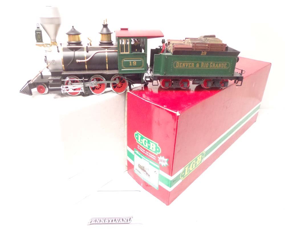 ABT: LGB G Scale: #21181 D&RG Steam Engine & Tender/OB: Paul V. Ambrose and Drew J. Bauer present: These are the #21181 D&RG Steam Engine & Tender that LGB made for G Scale a few years ago. Our Opinion is that they are generally in Like New Condition. Orig