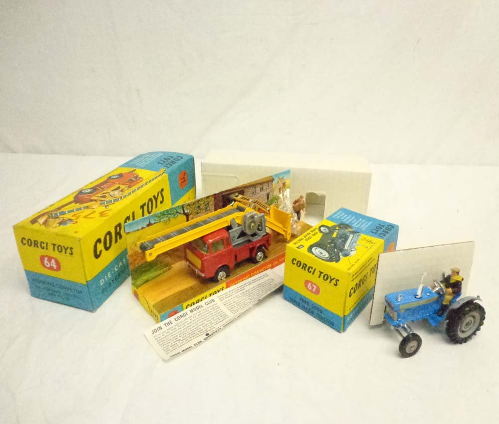 ABT: Corgi #64/67 Working Conveyor and Tractor/OBs: Paul V. Ambrose and Drew J. Bauer present: These are the #64 Working Conveyor and the #67 Ford 5000 Super Major Tractor that Corgi made in the recent past. Examine closely; what is pictured is what yo