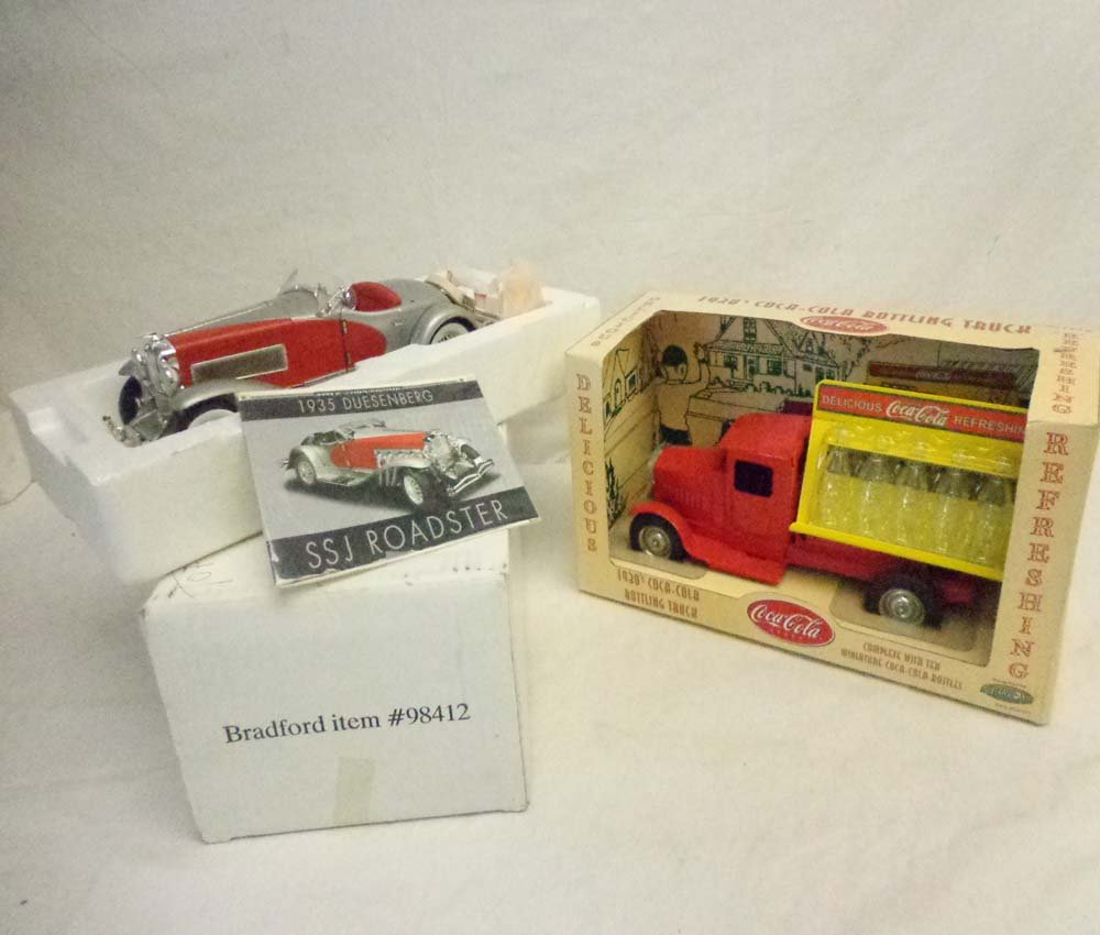 ABT: Gearbox/Bradford : #00101/98412 Trucks/OBs: Paul V. Ambrose and Drew J. Bauer present: These are the #00101 Coca-Cola 1930s Stamped Steel Botteling Truck and the #98412 1935 Duesenberg SSJ Raodster that Gearbox/Bradford made in the recent past.