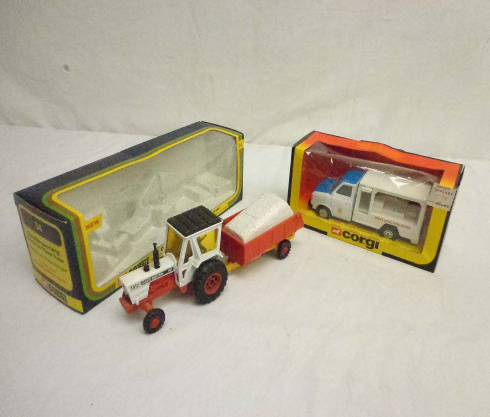 ABT: Corgi #34/405 Vehicles/OBs: Paul V. Ambrose and Drew J. Bauer present: These are the #34 David Brown 1412 Tractor & Tipper Trailer (1976) and the #405 Ford Transit (1981) that Corgi made in the recent past. Examine closely; what