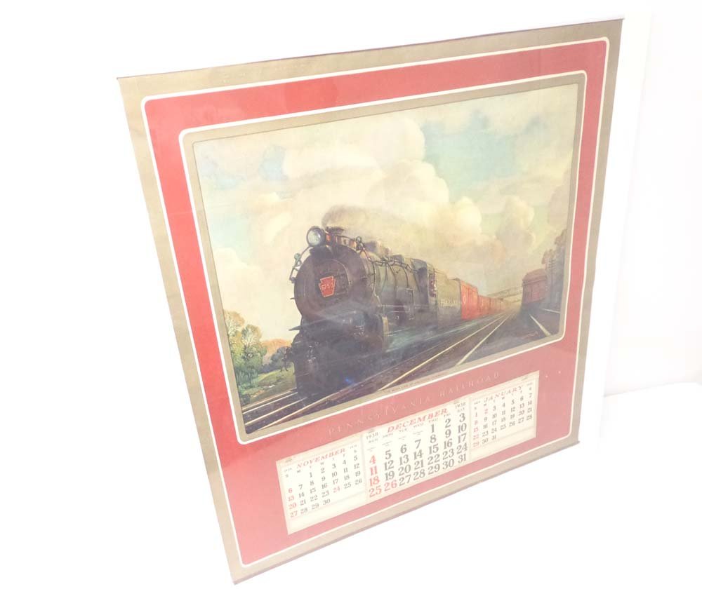 ABT: 1938 & 1939 Pennsylvania Rail Road Calendars: Paul V. Ambrose and Drew J. Bauer present: These are the Pennsylvania Rail Road Calendars that were issued for the years 1938 and 1939. Note we did not remove from the corrugated backing for photograp
