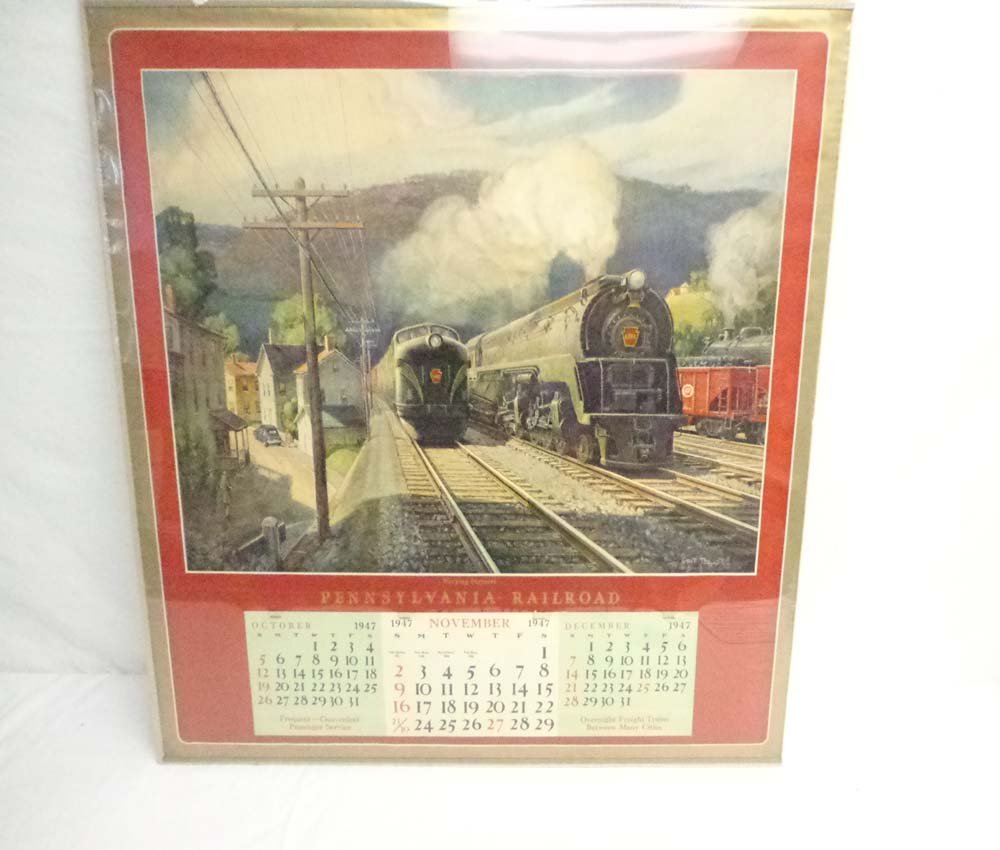 ABT: 1947 & 1948 Pennsylvania Rail Road Calendars: Paul V. Ambrose and Drew J. Bauer present: These are the Pennsylvania Rail Road Calendars that were issued for the years 1947 and 1948. Note we did not remove from the corrugated backing for photograp