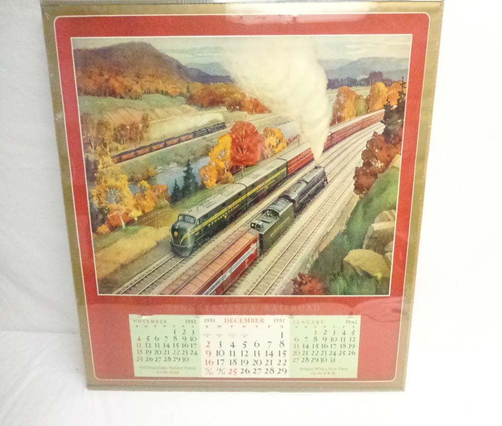 ABT: 1951 & 1952 Pennsylvania Rail Road Calendars: Paul V. Ambrose and Drew J. Bauer present: These are the Pennsylvania Rail Road Calendars that were issued for the years 1951 and 1952. Note we did not remove from the corrugated backing for photograp