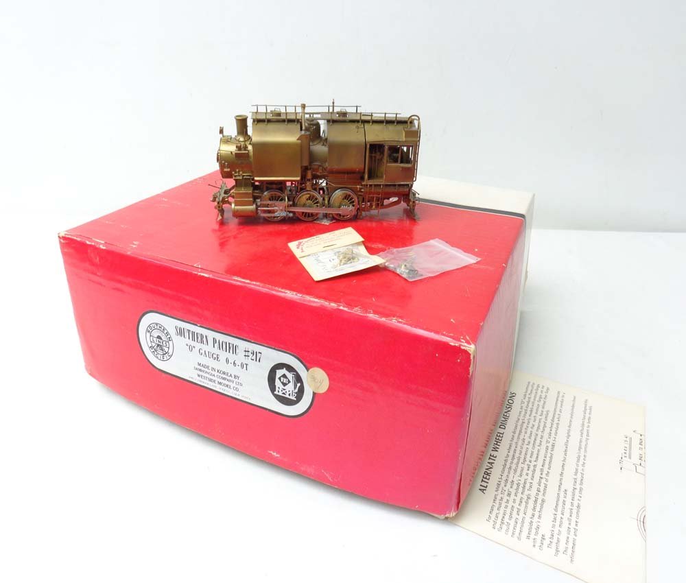 ABT: Brass Scale O: Westside Model #217 Southern: Paul V. Ambrose and Drew J. Bauer present: This is the Brass #217 Southern Pacific 0-6-OT that Westside Models made in Japan some time in the past. Examine closely; what is pictured is what you will r