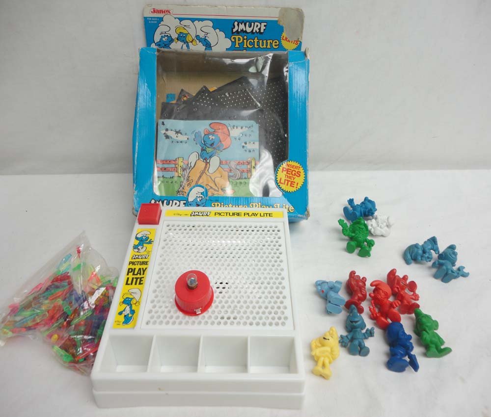 ABT: 15 Schleich/Janex, Smurf Picture Play Lite Game: Paul V. Ambrose and Drew J. Bauer present: These are fifteen Schleich/Janex Smurf Picture Play Lite Game and thirteen Smurf Figurines. Please examine closely; what is pictured is what you will receive