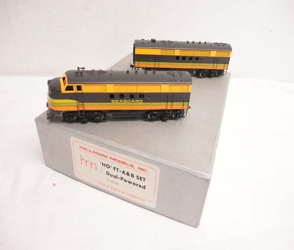 ABT: Brass HO: Hallmark/Samhongsa Seaboard FT A-B: Paul V. Ambrose and Drew J. Bauer present: These are the Brass Seaboard FT-type AB Diesels that Hallmark/Samhongsa made in HO in Korea some time in the past. Includes Original Box as shown. Examine ve