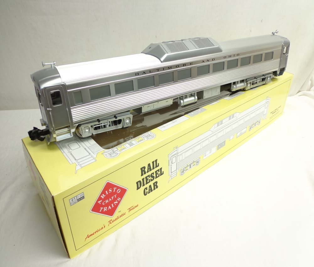 ABT: Aristo Craft 1 Gauge: #ART-22803 Baltimore & Ohio: Paul V. Ambrose and Drew J. Bauer present: This is the #ART-22803 Baltimore & Ohio Budd Rail Diesel Car that Arista Craft made in 1 Gauge a few years ago. Our Opinion is that it is generally in Like N