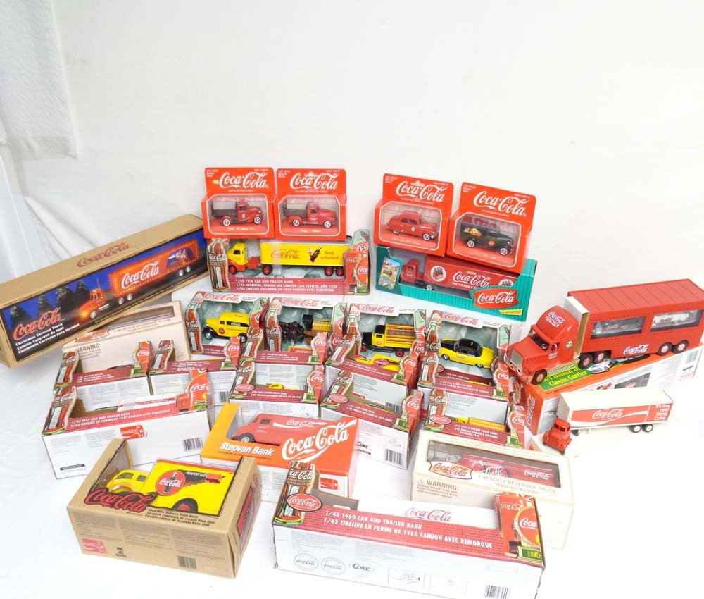 ABT: 26 Assorted Coca-Cola Trucks and Cars/OBs: Paul V. Ambrose and Drew J. Bauer present: These are twenty-six Assorted Coca-Cola Trucks and Cars that were made a few years ago. Examine very closely; what is pictured is what you will receive. Orig