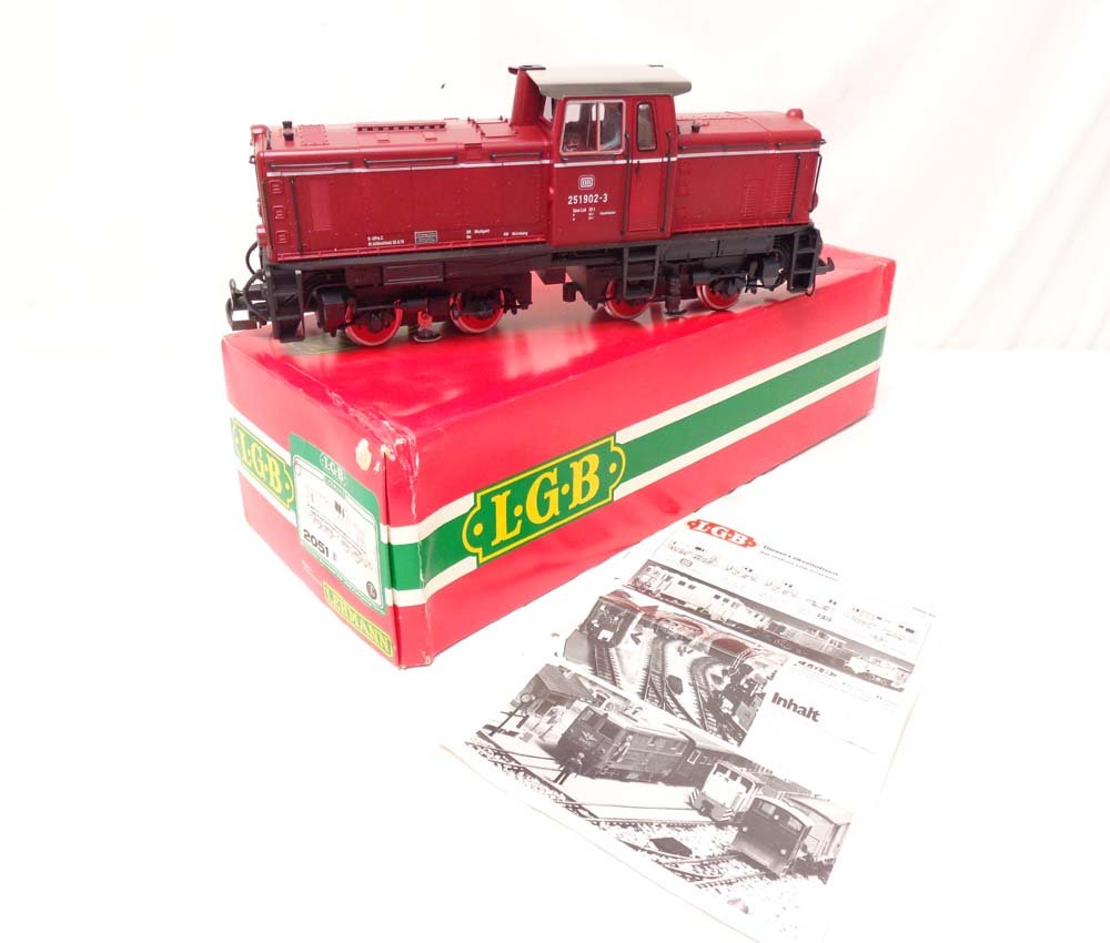 ABT: Mint LGB G Scale: #2051 DB BB Bogie Diesel: Paul V. Ambrose and Drew J. Bauer present: This is the #2051 DB BB Bogie Diesel Locomotive that LGB made for G Scale a few years ago. Our Opinion is that it is generally in Mint Condition. Original Bo