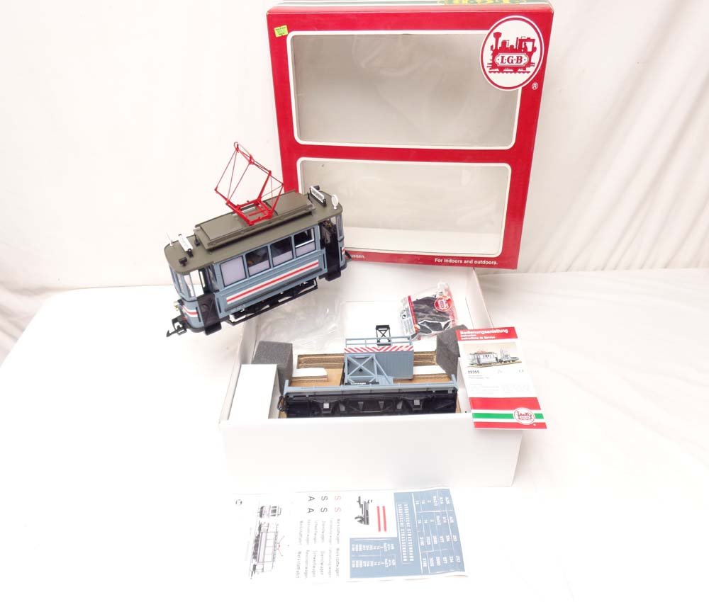 ABT: Mint LGB G Scale: #22355 Trolley Work Two Car: Paul V. Ambrose and Drew J. Bauer present: This is the #22355 Trolley Work Two Car Set that LGB made for G Scale a few years ago. Our Opinion is that the Set is generally in Mint Condition. Original B