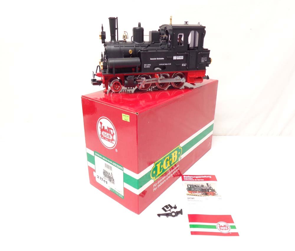 ABT: Mint LGB G Scale: #21741 DR Steam Locomotive/OB: Paul V. Ambrose and Drew J. Bauer present: This is the #21741 DR Steam Locomotive that LGB made for G Scale a few years ago. Our Opinion is that it is generally in Mint Condition. Original Box. All Or