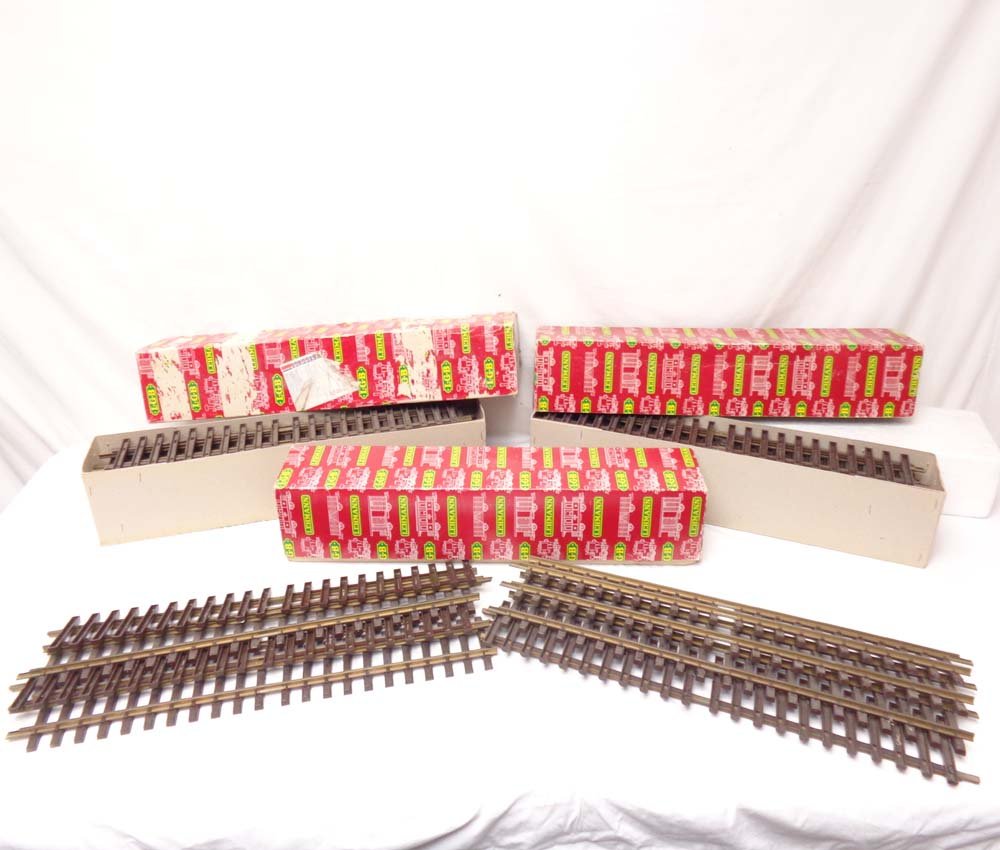 ABT: 3 Boxes Mint LGB G Scale: #12x1060 600mm Track/OBs: Paul V. Ambrose and Drew J. Bauer present: These are three boxes of #12x1060 600mm Track (one box missing two pieces) that LGB made for G Scale a few years ago. Our Opinion is that they are generally