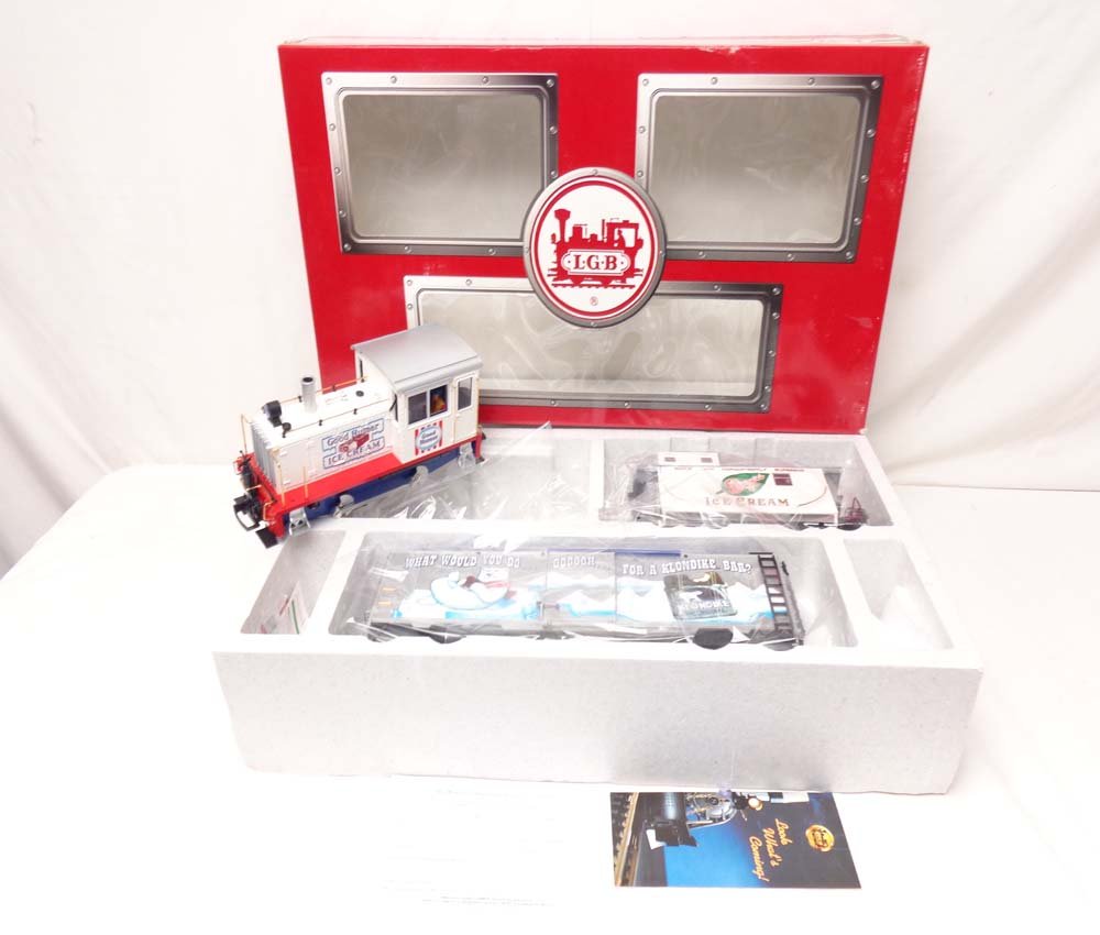 ABT: LGB G Scale: Good Humour #70634 Locomotive Set/OB: Paul V. Ambrose and Drew J. Bauer present: This is the Incomplete #70634 Locomotive Set that LGB made for G Scale a few years ago. Our Opinion is that the Set is generally in Like New Condition. Origi