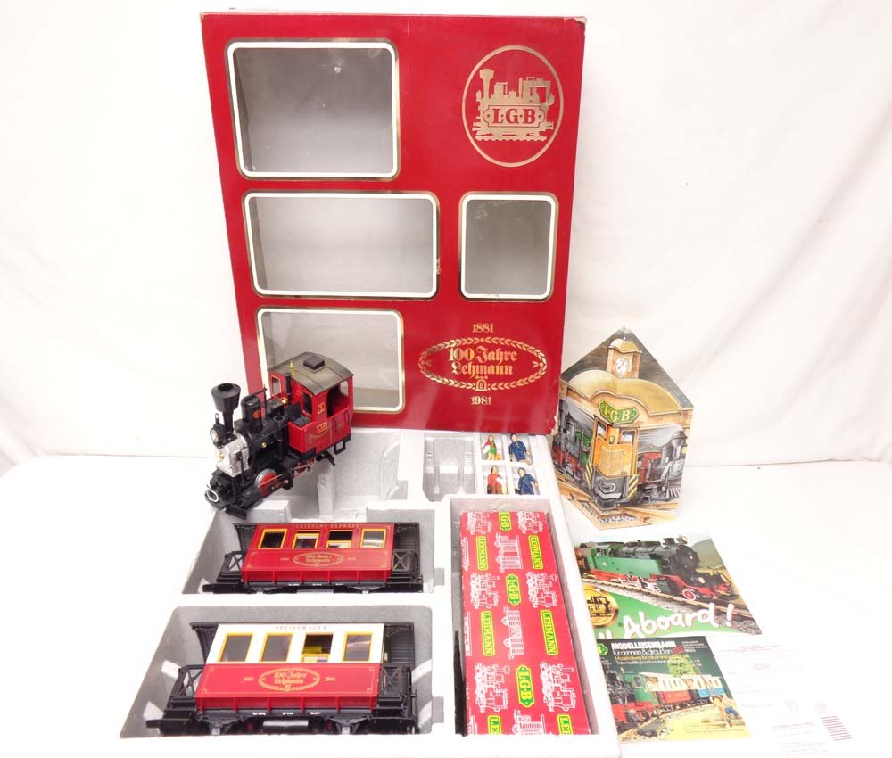 ABT: LGB G Scale: #21981 1981 Lehmann 100 Year Jubilee: Paul V. Ambrose and Drew J. Bauer present: This is the #21981 1981 Lehmann 100 Year Jubilee Red Set that LGB made for G Scale a few years ago. Our Opinion is that the Set is generally in Like New Cond