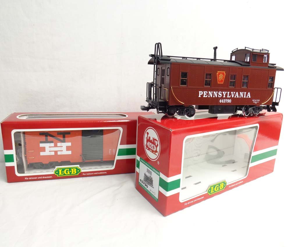 ABT: Mint LGB G Scale: #43790 Pennsylvania Caboose and: Paul V. Ambrose and Drew J. Bauer present: These are the #43790 Pennsylvania Caboose and the #40917 NH Box Car that LGB made for G Scale a few years ago. Our Opinion is that they are generally in Mint