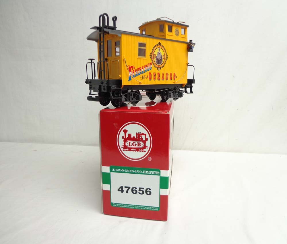 ABT: Mint LGB G Scale: #47656 LGBMRRC Caboose/OB: Paul V. Ambrose and Drew J. Bauer present: This is the #47656 LGBMRRC Caboose that LGB made for G Scale a few years ago. Our Opinion is that it is generally in Mint Condition. Original Box. All Origin