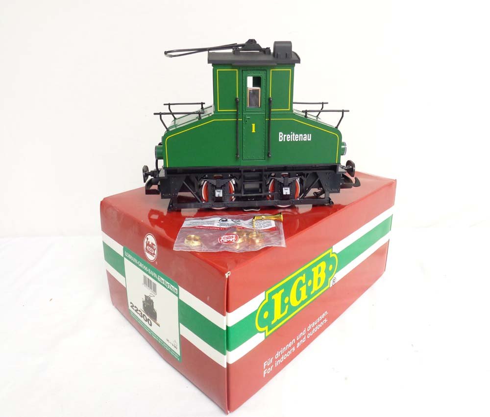 ABT: Mint LGB G Scale: #22300 Electric Engine/OB: Paul V. Ambrose and Drew J. Bauer present: This is the #22300 Electric Engine that LGB made for G Scale a few years ago. Our Opinion is that it is generally in Mint Condition. Original Box. All Origin