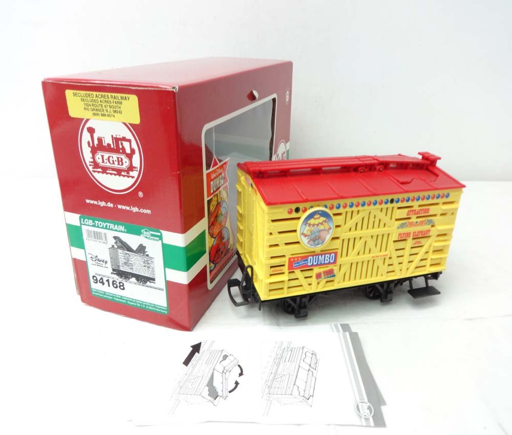 ABT: This is the #94186 Dumbo Flying Elephant Car: Paul V. Ambrose and Drew J. Bauer present: This is the #94186 Dumbo Flying Elephant Car that LGB made for G Scale a few years ago. Our Opinion is that it is generally in Like New Condition. Original B
