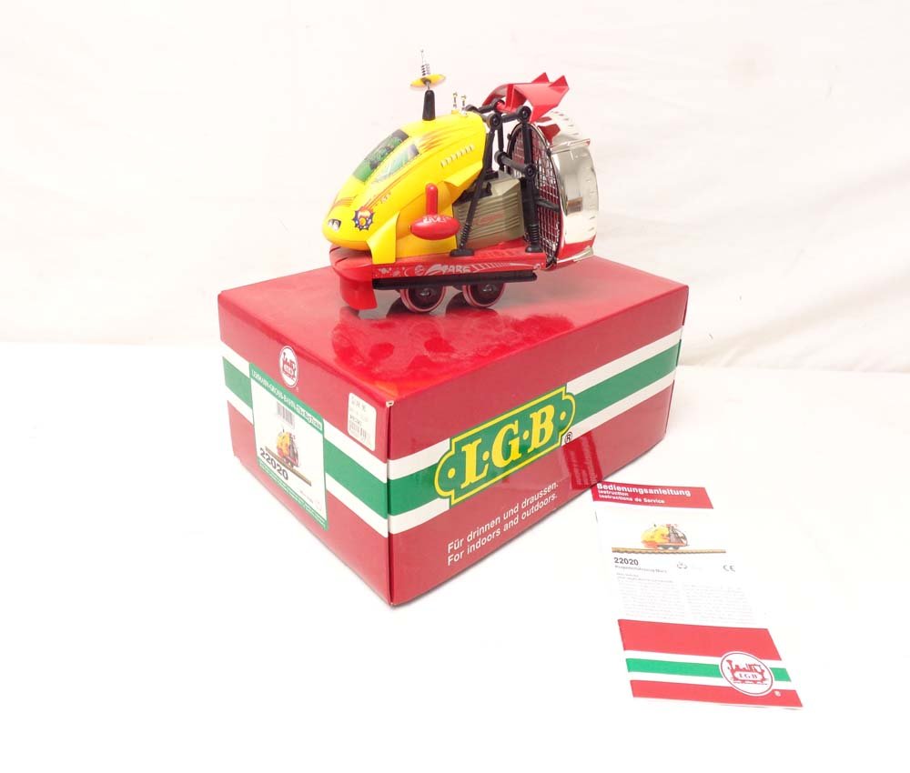 ABT: LGB G Scale: #22020 Mars Flyer/OB: Paul V. Ambrose and Drew J. Bauer present: This is the #22020 Mars Flyer that LGB made for G Scale a few years ago. Our Opinion is that it is generally in Like New Condition. Original Box. All Origina