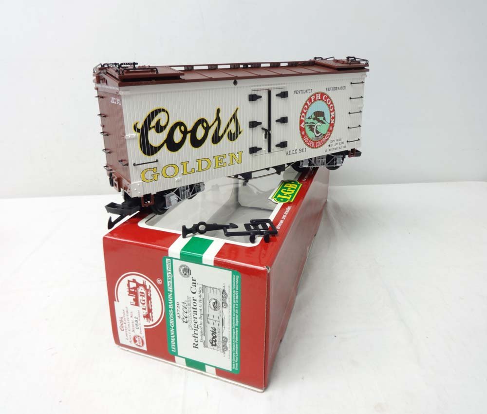 ABT: Mint LGB G Scale: #43720 Limited Edition Coors: Paul V. Ambrose and Drew J. Bauer present: This is the #43720 Limited Edition Coors Golden Refrigerator Car that LGB made for G Scale a few years ago. Our Opinion is that it is generally in Mint Condi